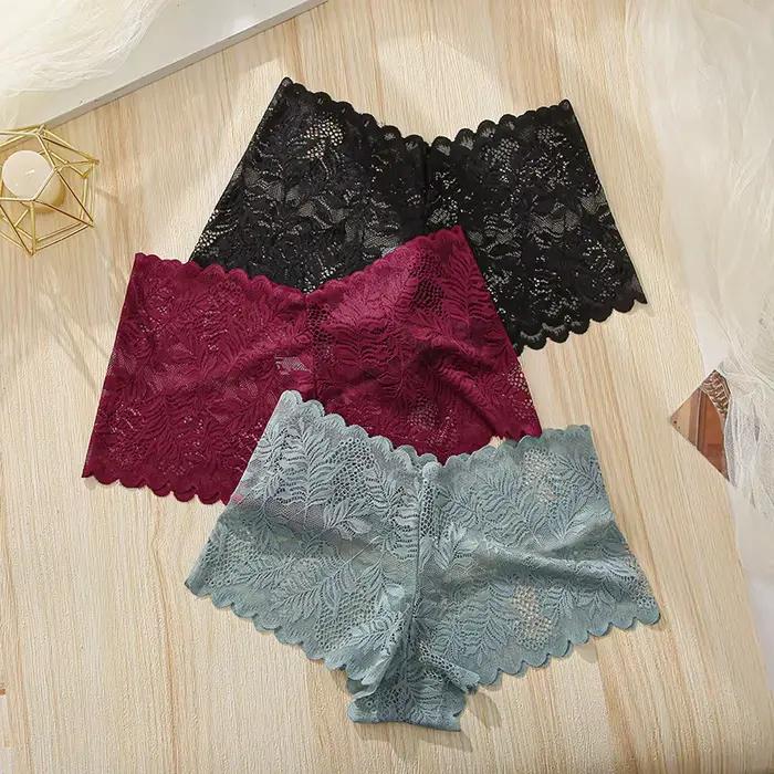 3 pièces femmes culottes Sexy dentelle femme caleçon grande taille sous-vêtements grande taille lége