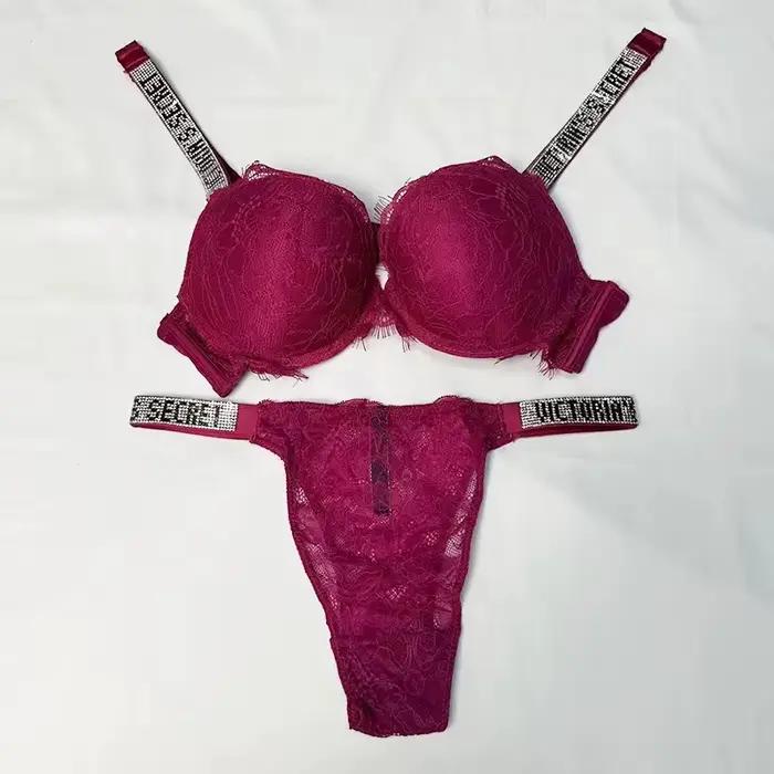 Nouvel ensemble de lingerie Victoria's Secret push-up, rembourré, ajustable, en dentelle, sexy, conf
