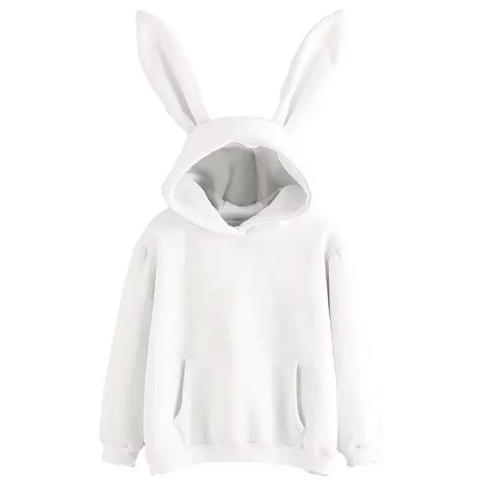2025 automne et hiver nouveaux vêtements pour femmes Harajuku Wei à capuche lapin à capuche couleur