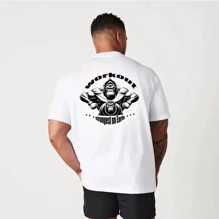 Gym Sport t-shirt hommes coton à manches courtes haut homme entraînement musculation t-shirt