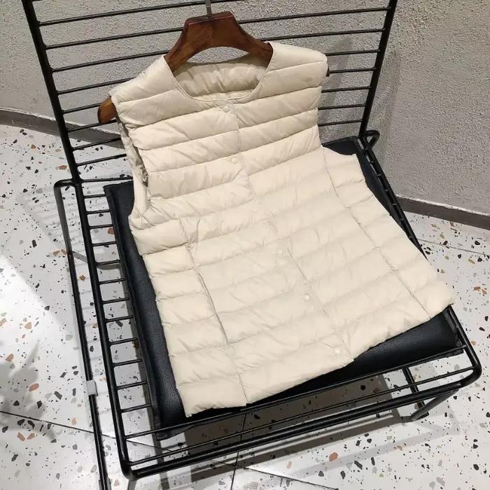 Veste en duvet de canard blanc 90% pour femme, gilet Ultra léger, doublure chaude, sans manches, nou