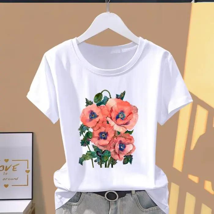 T-Shirt à Manches Courtes pour Femme, Vêtement Imprimé Papillon, Mode Pop, Décontracté