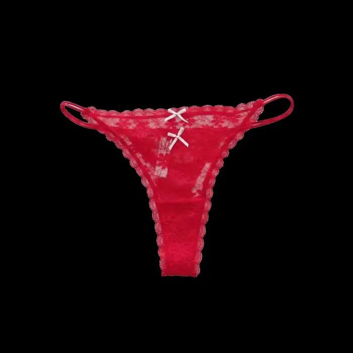 Culotte string transparente en dentelle pour femme, style doux, fines bretelles, sans couture, sous-