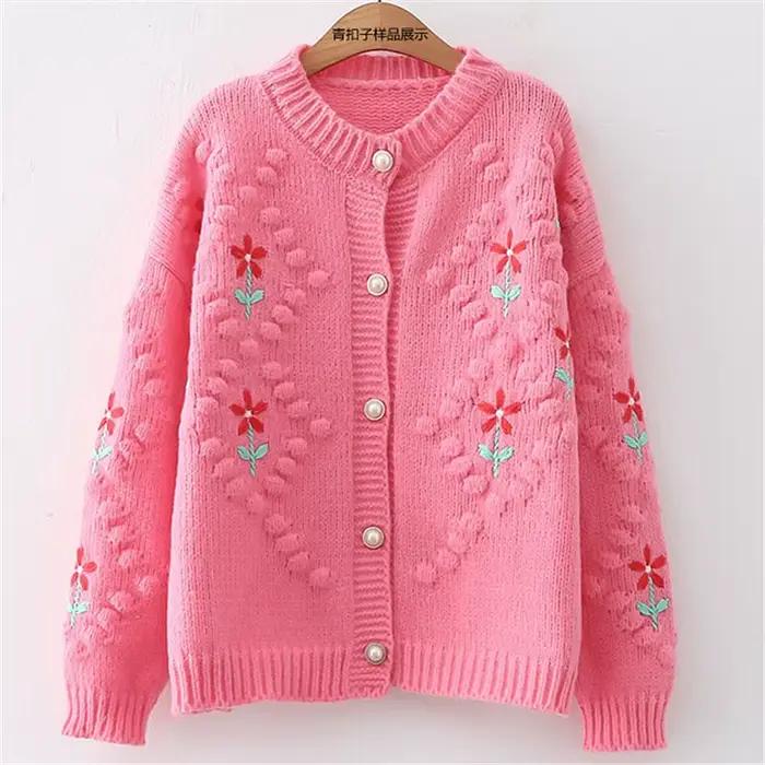 Pull Brodé Épais et Chaud en Tricot pour Femme, Cardigan en Y, Nouveau Design, Printemps-Automne