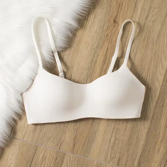 Soutien-gorge pour femmes, fermeture frontale sans fil, couleur unie, couverture complète, bonnets f