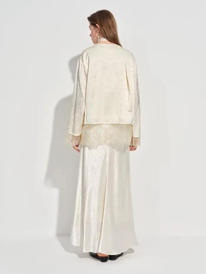FSLE Nouvelle Blouse Femme en Satin Jacquard d'inspiration chinoise, Col en V, Fermeture à Boutons,