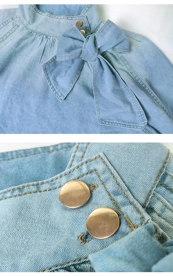 Économie à col roulé à lacets pour femmes, demi-manches bouffantes, t-shirts en denim décontractés,