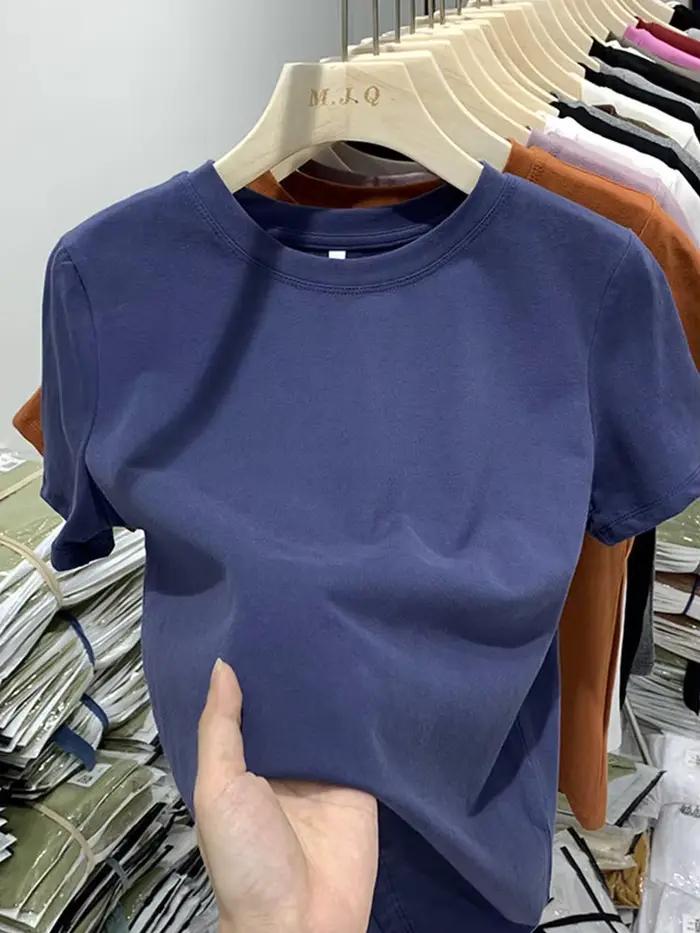 T-Shirt à Manches Courtes en Coton Blanc pour Femme et Fille, Vêtement Sexy, Y2k, Printemps