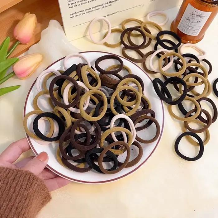 20/50/100 pièces Quatre saisons artificiel astiques Bandes De Cheveux Bol 4CM Bonbons Scrunchie arti