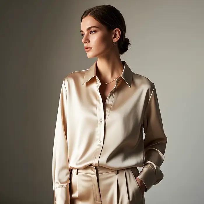 Coréen bureau dame tendance chemise décontractée Blouses élégantes pour les femmes Satin multicolore