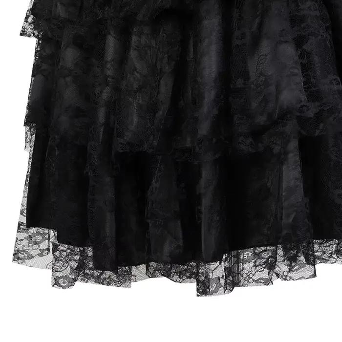 Femmes gothique Sexy dentelle florale maille Tulle Mini jupe plissée Showgirl mode fête danse jupes