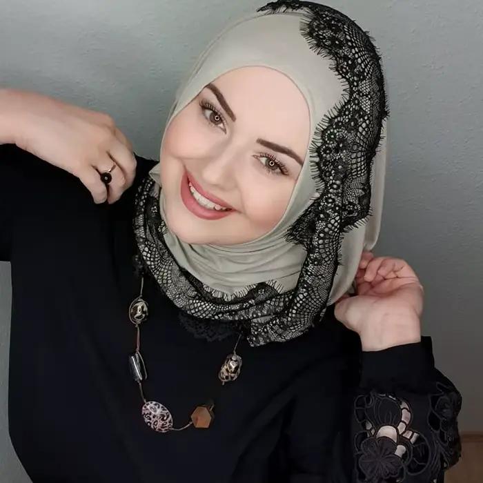 Abaya-Turban Musulman Instantané de Luxe pour Femme, Hijab Carré en Dentelle Modal, Écharpe en Jerse