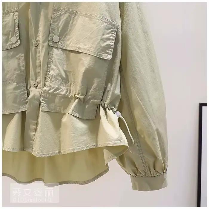 Chemise 50% Coton à Manches sulfpour Femme, Chemisier à Poches, Double Haut, Nouvelle Collection Pri