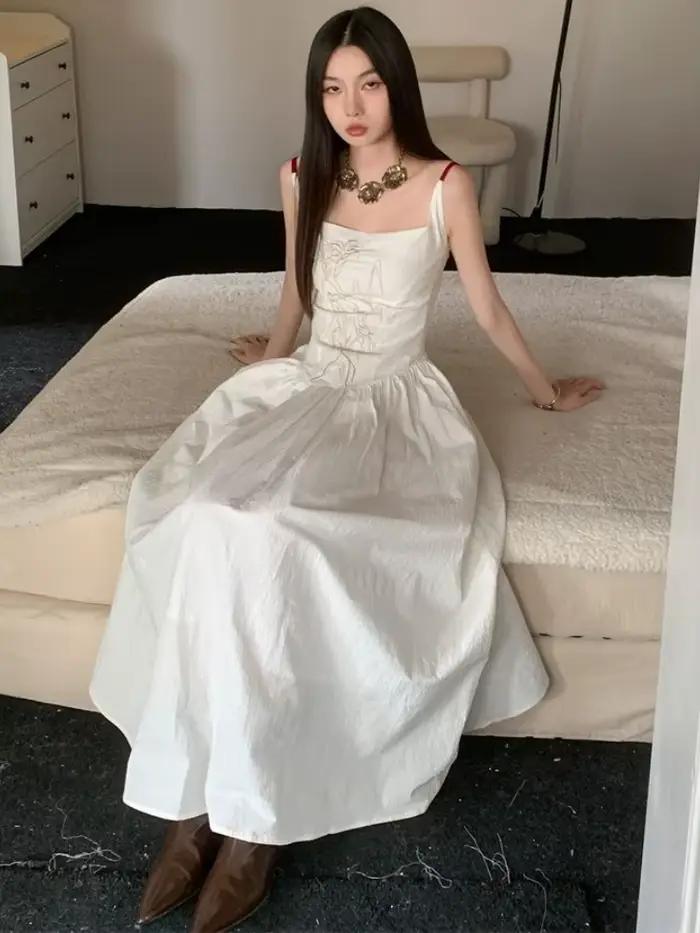 Robes de broderie élégantes pour femmes, Streetwear attrayant, Style chinois, Vacances populaires, L