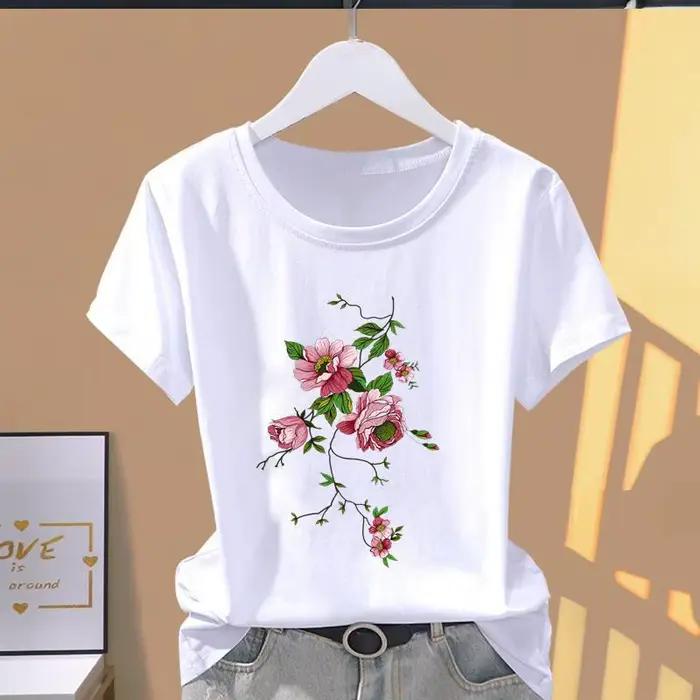 T-Shirt à Manches Courtes pour Femme, Vêtement Imprimé Papillon, Mode Pop, Décontracté