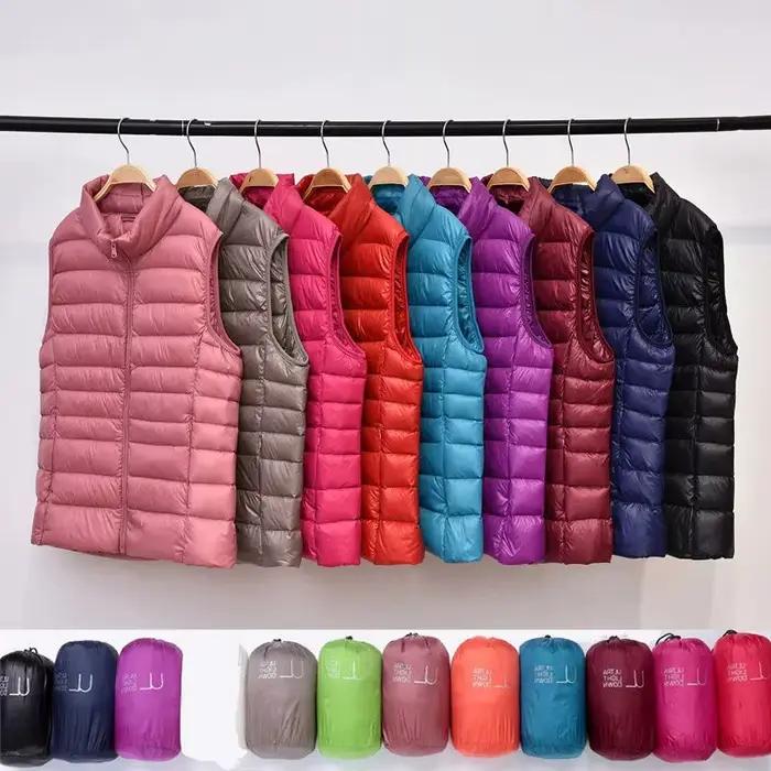 Automne hiver ultra-léger femmes doudoune veste sans manches duvet de canard blanc gilet chaud mante