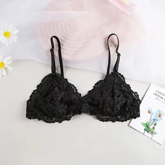Soutiens-gorge en dentelle pour femmes, bralette sans armatures, sous-vêtements en dentelle transpar