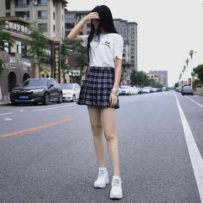 Jupe plissée Harajuku 0 pour femmes, Style Preppy, à carreaux, Mini uniformes scolaires japonais mig
