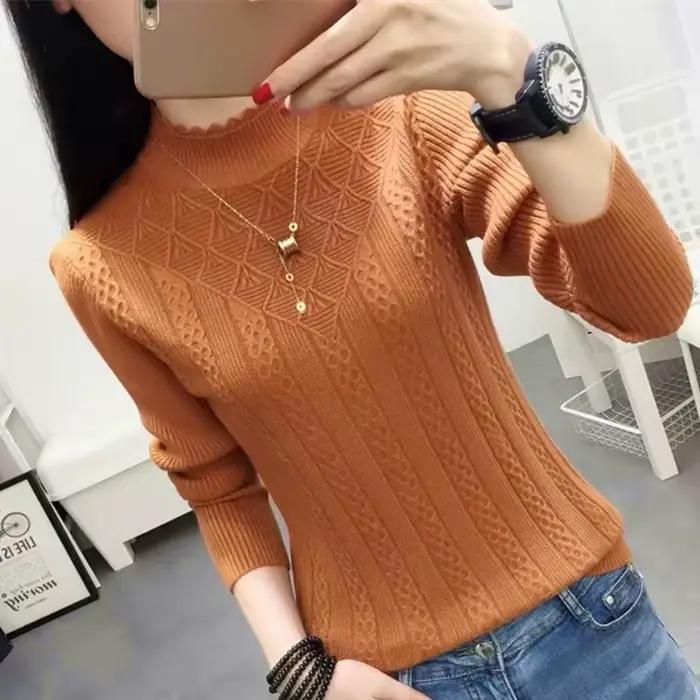 Nouveau élégant printemps automne hiver Femme vêtements tricot Pull Pull chaud Pull Femme à manches