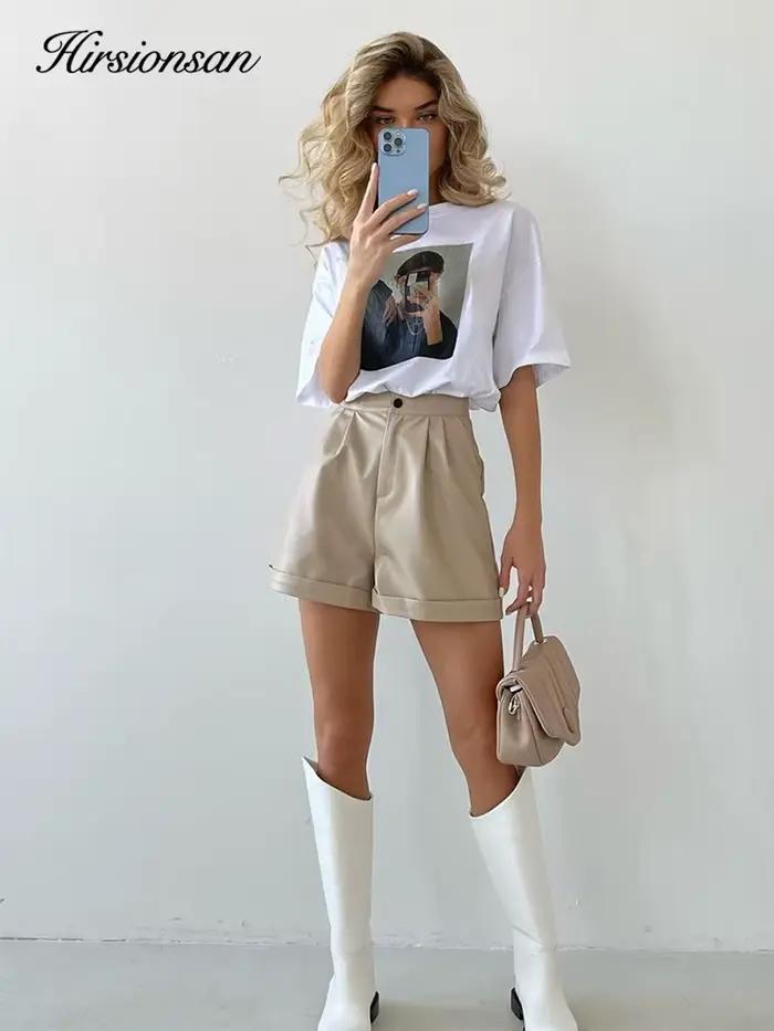 Hirsionsan – t-shirt imprimé Harajuku pour femme, haut décontracté, ample, à manches courtes, surdim