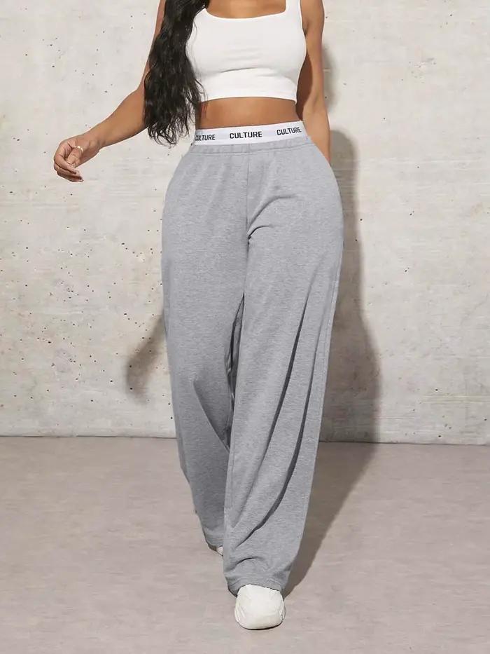 Pantalon de survêtement vintage américain à jambes larges, design de ceinture avec inscription CULTU