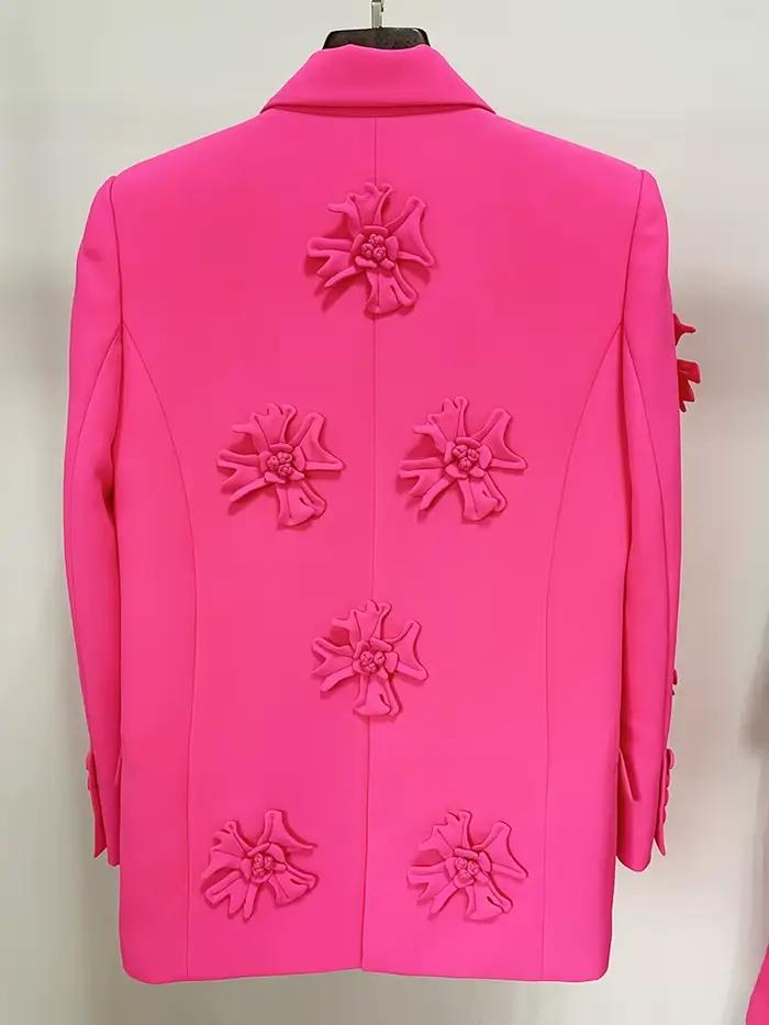 HIGH STREET Nouveauté 2026 Blazer long pour femme de créateur, à double boutonnage, avec appliques f