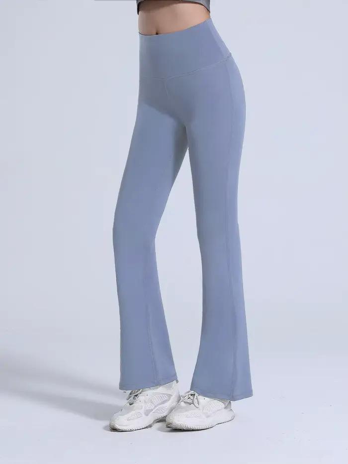Pantalon de yoga taille haute à jambes larges pour femme, leggings de sport évasés, pantalon de cour