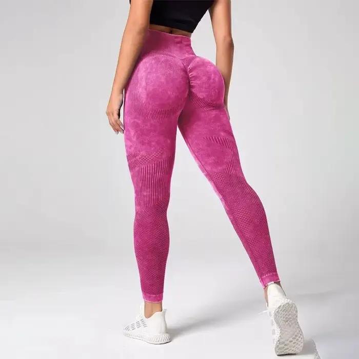 Leggings de sport de contrôle du ventre de teinture par nouage de base de yoga
