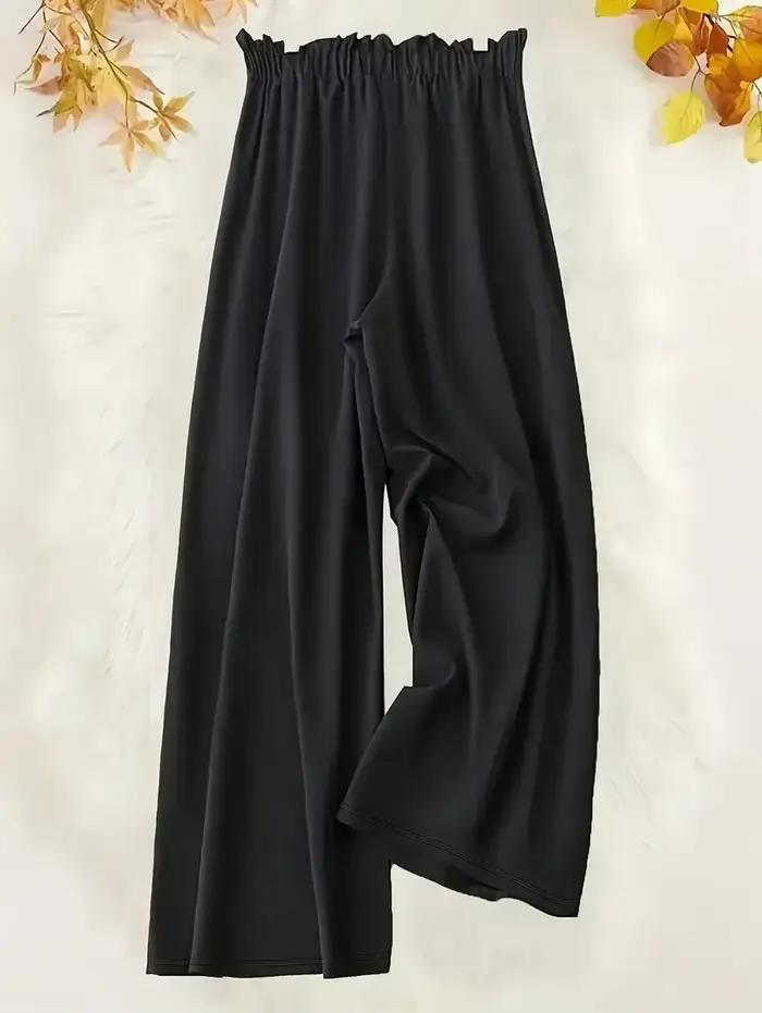 Grande taille 1XL-5XL femmes mode couleur unie pantalon à jambes larges femme décontracté élégant co