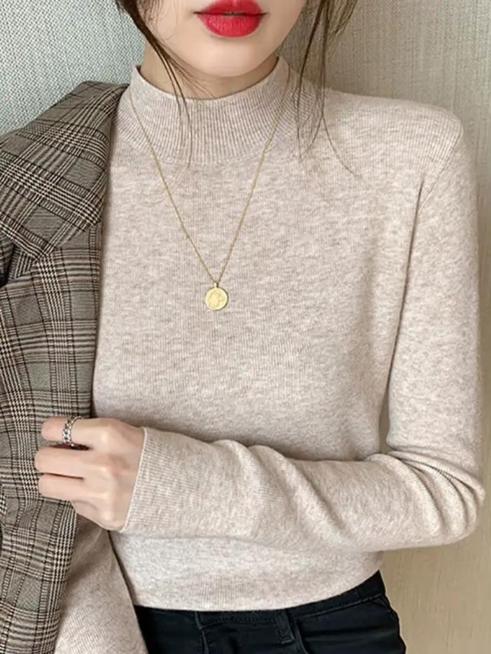 Pull col roulé AOSSVIAO pour femme, nouvelle collection 2026, hauts extensibles, pulls tricotés à ma