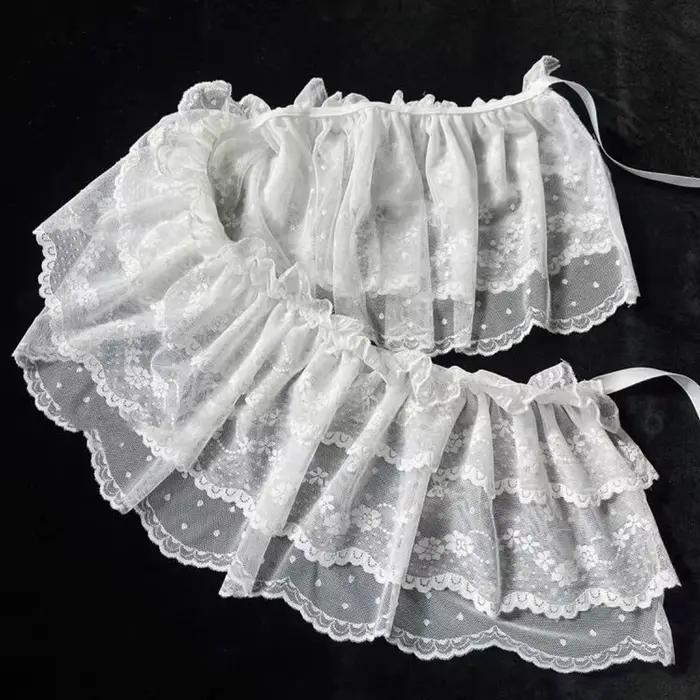2026 Jupes coréennes uniques en gaze superposée avec dentelle, coupe trapèze courte, mini-jupes blan