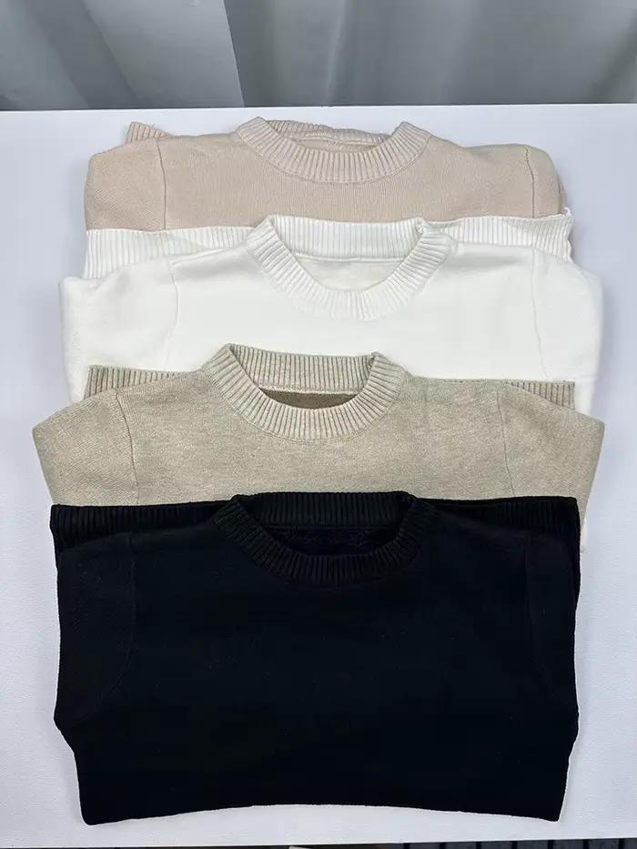 Pull épais en velours pour femme, col rond, Slim, chaud, manches longues, tricoté, décontracté, doub