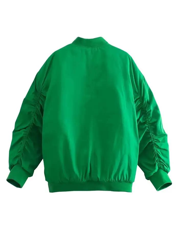YENKYE – veste bombardier Vintage à manches longues pour femmes, Streetwear, ample, vert, avec ferme