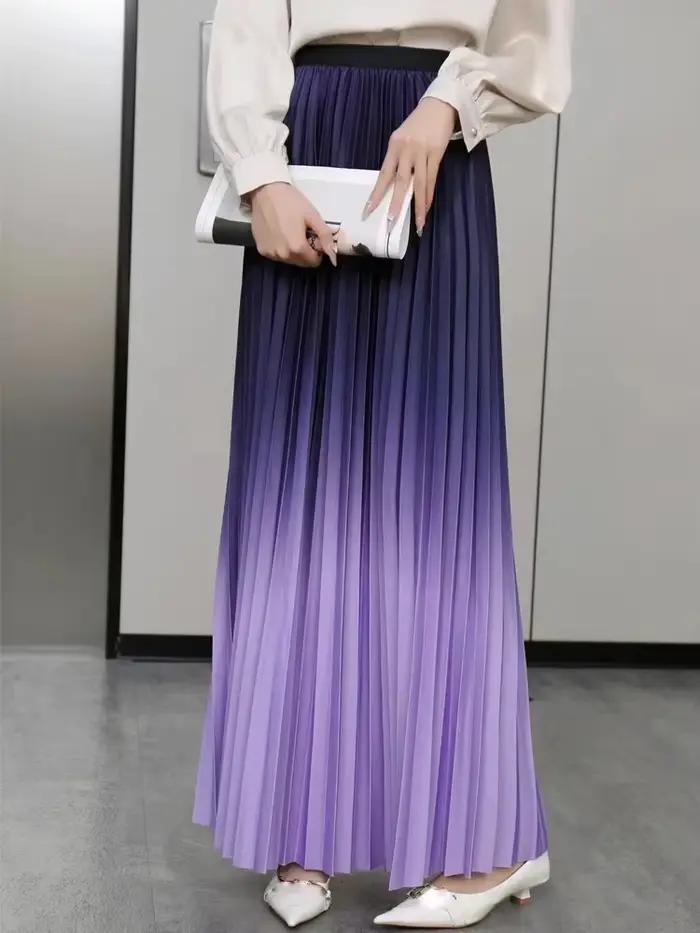 Jupe longue plissée longueur au sol pour femme, maxi, décontractée, patchwork, élégante, document ni
