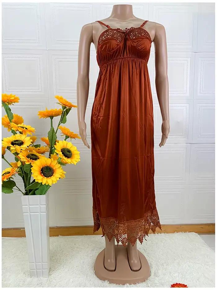 Dernières femmes africaines Sexy élégant dentelle broderie pyjamas soie confortable Sexy chemise de