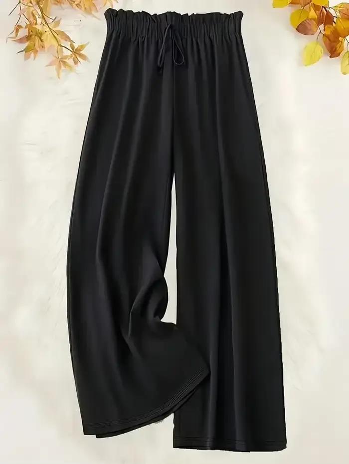 Grande taille 1XL-5XL femmes mode couleur unie pantalon à jambes larges femme décontracté élégant co