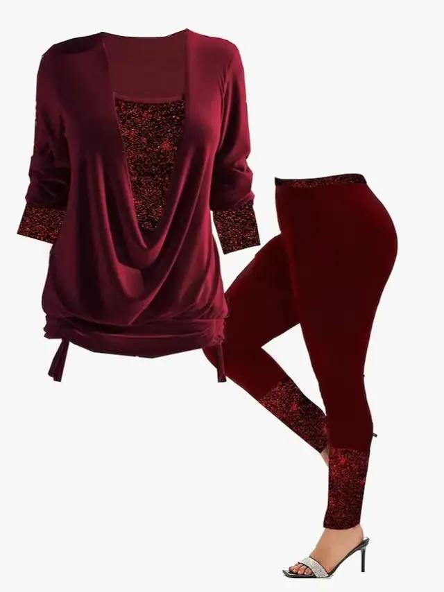 Femmes printemps haut d'automne perles volants t-shirts Sexy Vintage à manches longues 5XL t-shirts
