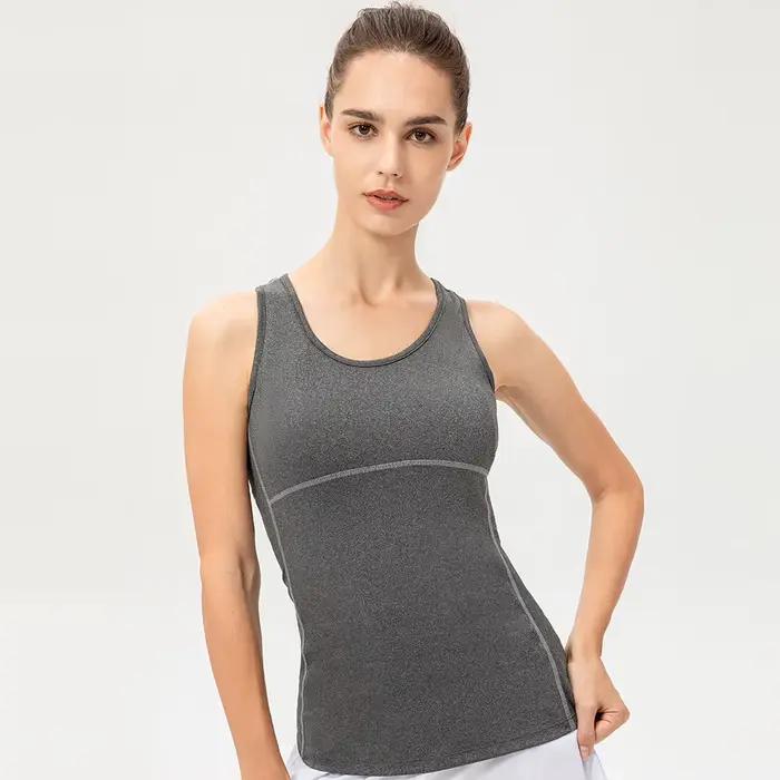 Couleur bonbon femmes vêtements de Sport d'entraînement de gymnastique gilet chemises de Yoga à séch