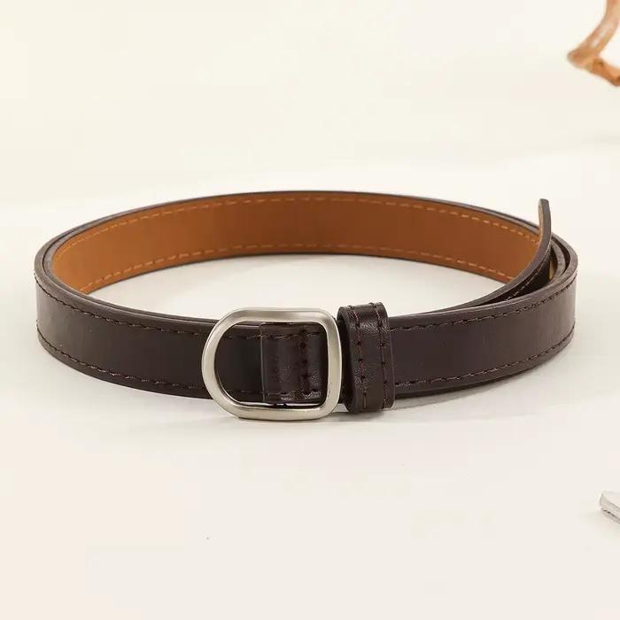 Ceinture paresseuse décontractée Simple perforée pour femmes, associée à des jeans, ceinture en cuir