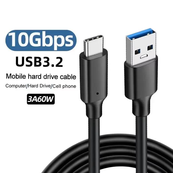 Câble USB3.2 10Gbps USB Type A vers USB C 3.1/3.2 Gen2 câble de transfert de données USB C SSD câble