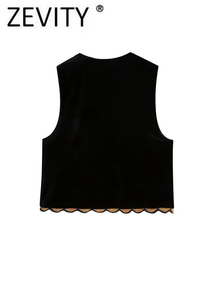 Zevity femmes Vintage paillettes fleur broderie gilet veste dames rétro style national patchwork déc