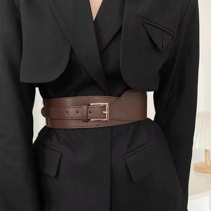 1 pièces ceinture femmes Ins vent polyvalent Version coréenne robe noire taille large Cincher femmes