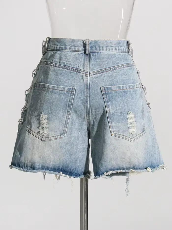 TWOTWurea-Short en denim YLE pour femme, culotte courte sexy, taille haute, patchwork, décontracté,