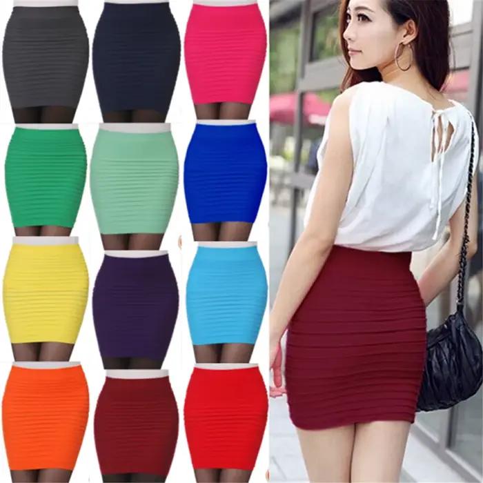 Jupe plissée élastique taille haute pour femme, mini-jupe, drapée, mince, sexy, bureau, été