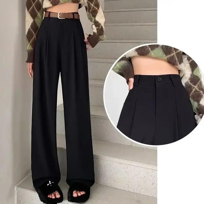Femmes mode costume pantalon dame respirant Baggy taille haute jambe large pantalon d'été dame jambe