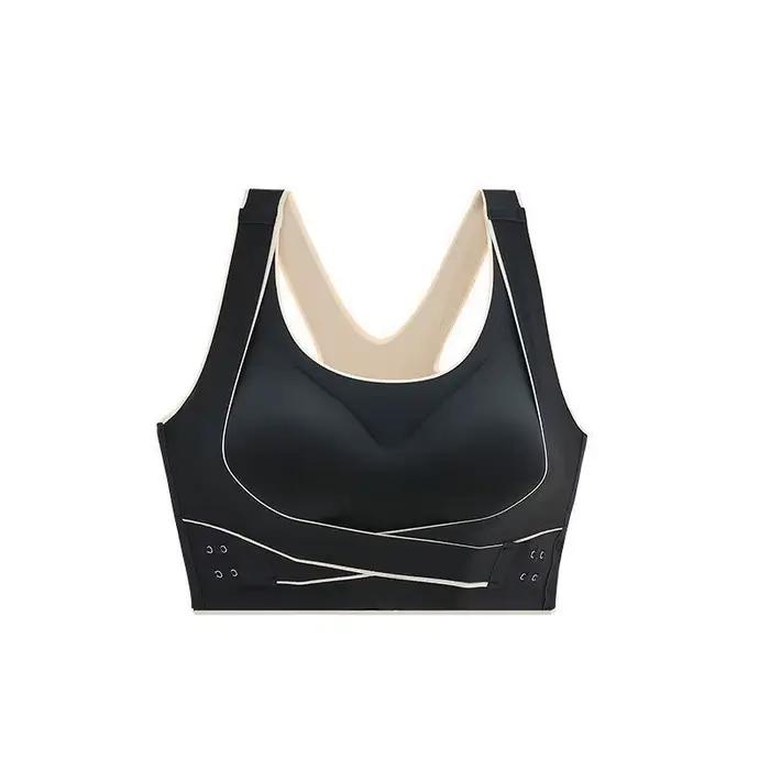 Soutien-gorge de sport à boucle avant sans armatures, grande taille, sans couture, push-up, style fi