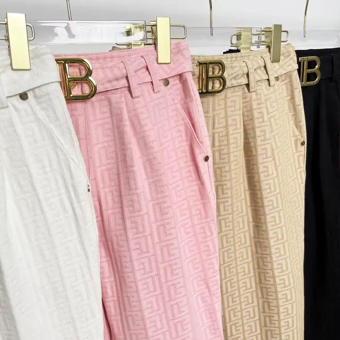 S-3XL printemps et automne nouveau tissu Jacquard de haute qualité avancé tout-assorti pantalon déco