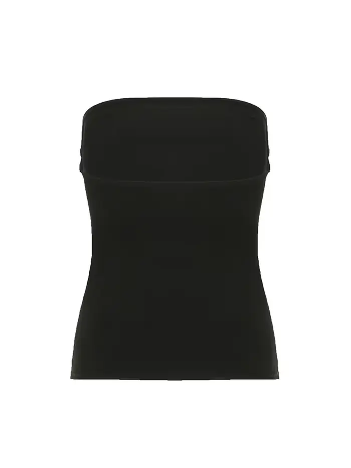 Haut tubulaire noir imprimé gothique pour femmes, sans bretelles, slim, court, décontracté, Chic, t-