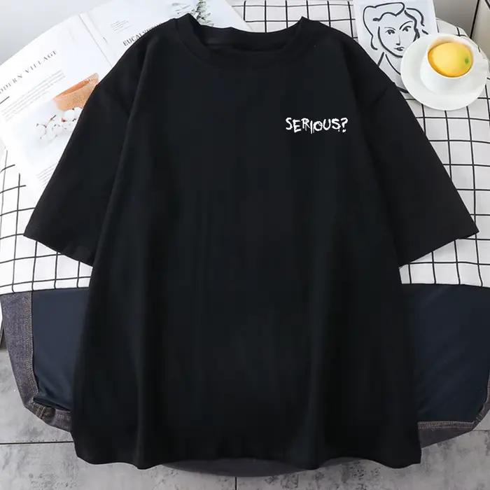 Paroles créatives sérieux imprimé femme T-Shirts simple s-xxxl T-Shirts rétro respirant à manches co