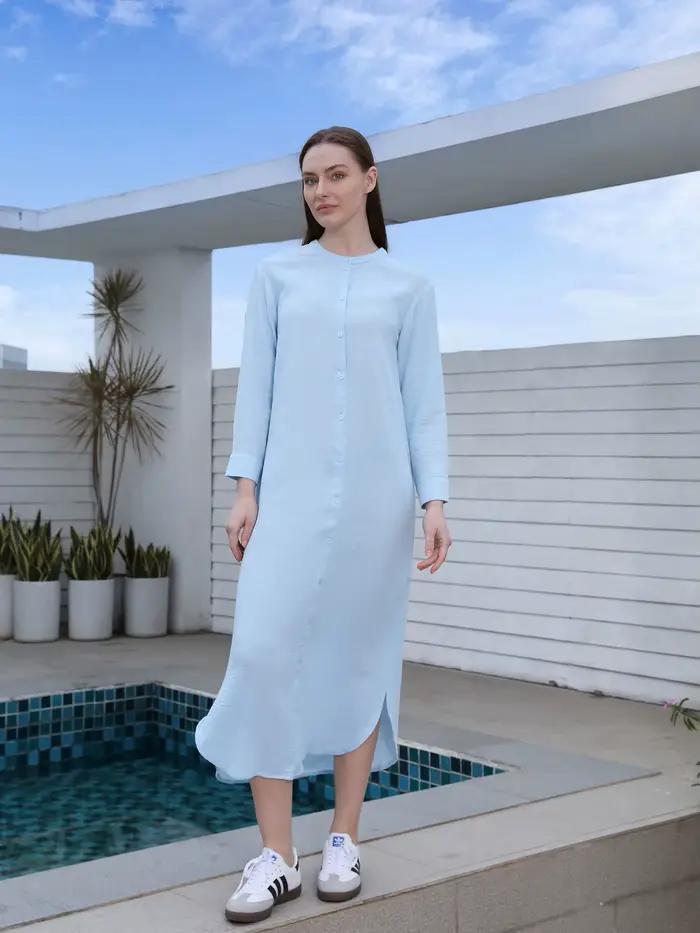 AP SS25 – robe chemisier en mousseline pour femmes, tenue décontractée, fentes latérales, longueur d
